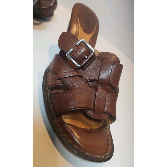 Born Slides Brown Leather Women Shoes Size 8 Medium - Picture 8 of 13